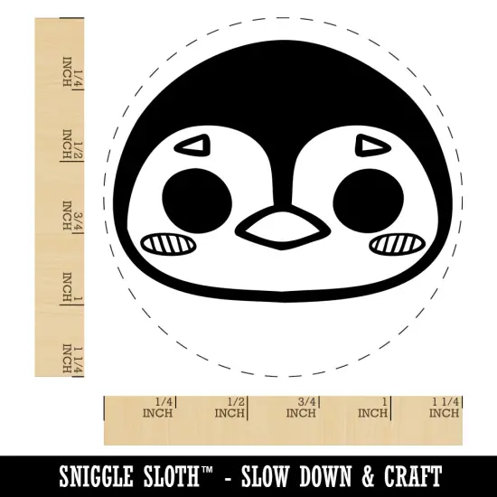 Charming Kawaii Chibi Penguin Face Blushing Cheeks Rubber Stamp for Stamping Crafting Planners {1}