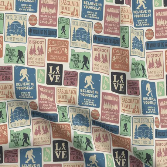 Various Fabrics by the Yard or Fat Quarter Bigfoot Vintage Sign Folklore Sasquatch Cryptozoology Custom Printed Fabric by Spoonflower {5}