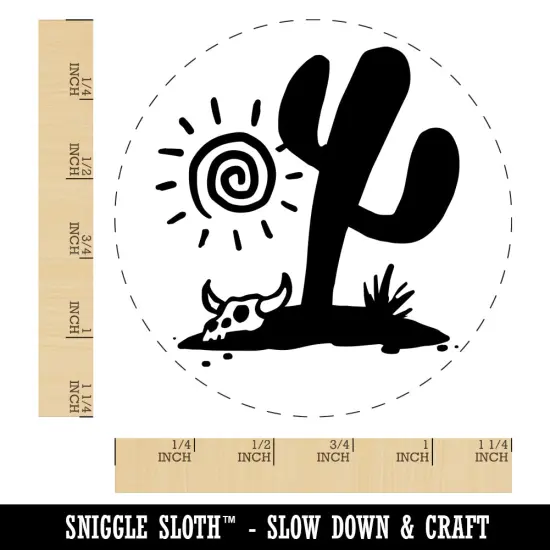 Saguaro Cactus Sonoran Desert Bull Skull Rubber Stamp for Stamping Crafting Planners {1}