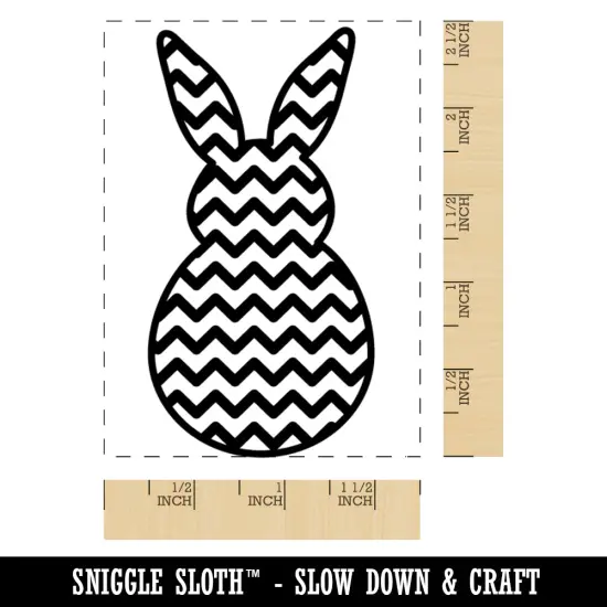 Bunny Pattern ZigZag Lines Easter Rabbit Rectangle Rubber Stamp for Stamping Crafting {1}