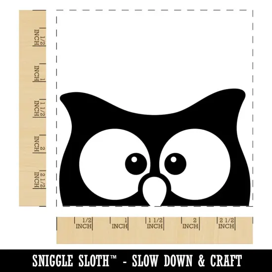 Peeking Owl Square Rubber Stamp for Stamping Crafting {1}