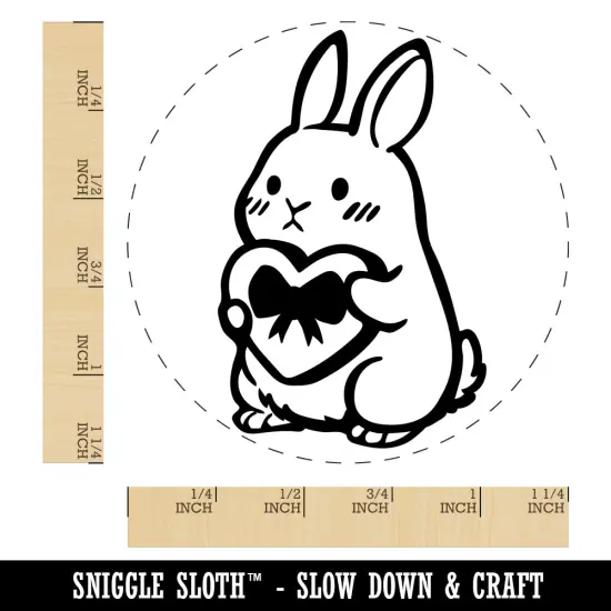Cute Bunny Rabbit with Valentine's Day Heart Rubber Stamp for Stamping Crafting Planners {1}