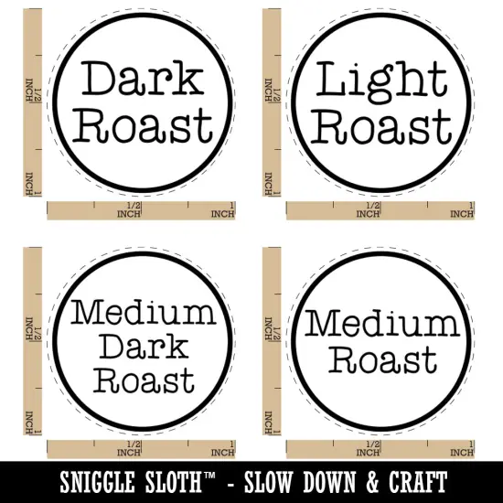 Coffee Labels Roast Light Medium Dark Rubber Stamp Set for Stamping Crafting Planners {1}