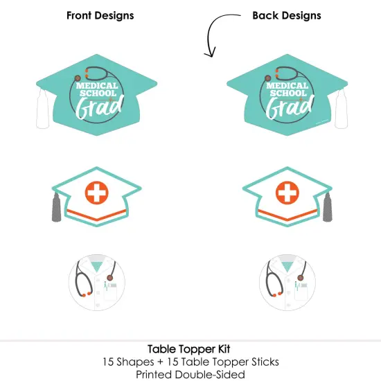 Big Dot of Happiness Medical School Grad - Doctor Graduation Party Centerpiece Sticks - Table Toppers - Set of 15 {6}