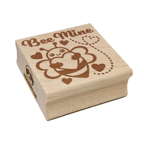 Bee Be Mine Love Hugging Heart Valentine's Day Square Rubber Stamp for Stamping Crafting {2}
