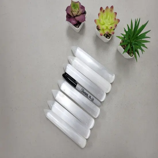 Polished Selenite Massage Wand with Pointy Tip {4}