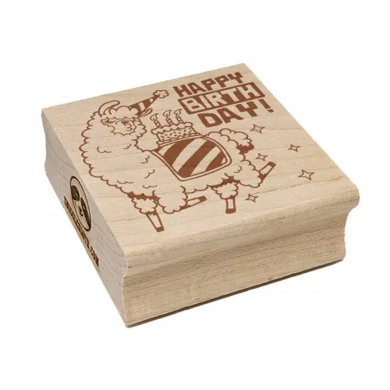 Happy Birthday Alpaca Square Rubber Stamp for Stamping Crafting {7}