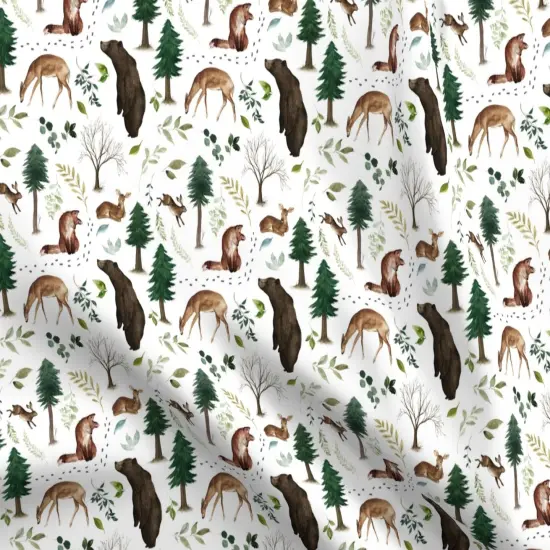 Various Fabrics by the Yard or Fat Quarter Woodland Animals Forest Deer Trees Bunny Bear Nursery Custom Printed Fabric by Spoonflower {5}