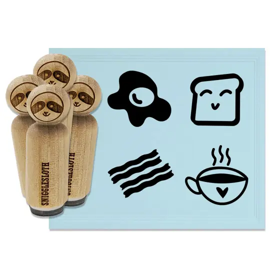 Breakfast Eggs Bacon Toast Coffee Rubber Stamp Set for Stamping Crafting Planners {7}