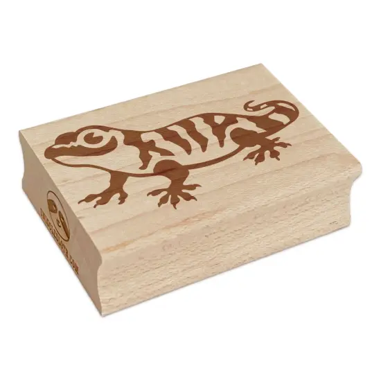 Cute Striped Gecko Lizard Reptile Rectangle Rubber Stamp for Stamping Crafting {7}