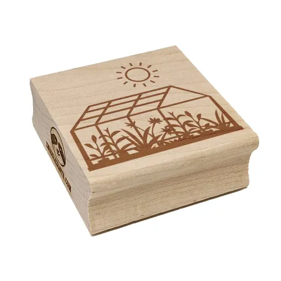 Glass Greenhouse with Sun and Plants Square Rubber Stamp for Stamping Crafting {7}