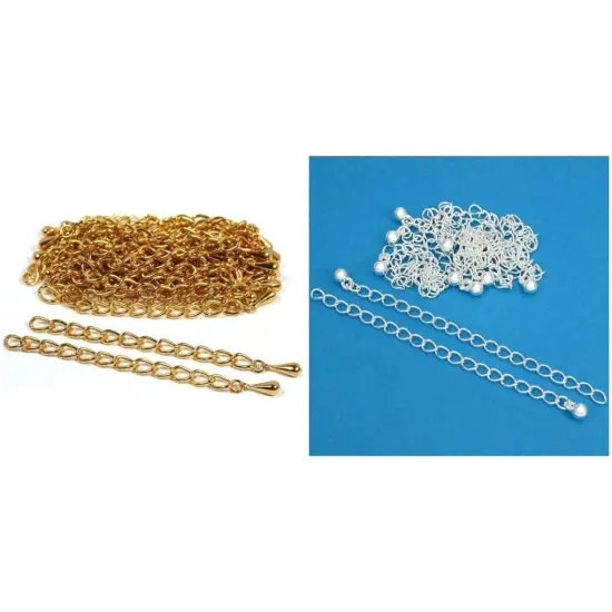 Gold & Silver Plated Necklace Chain Extenders Jewelry Repair Findings Kit 40 Pcs {1}