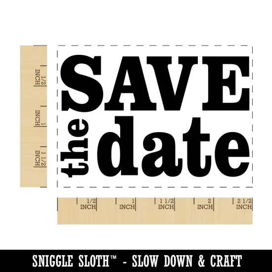 Save the Date Wedding Rectangle Rubber Stamp for Stamping Crafting {1}