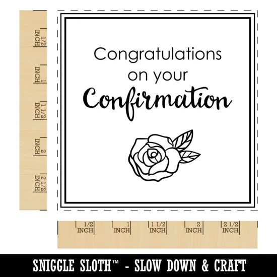 Sweet Rose Congratulations on Your Confirmation Christian Catholic Square Rubber Stamp for Stamping Crafting {1}