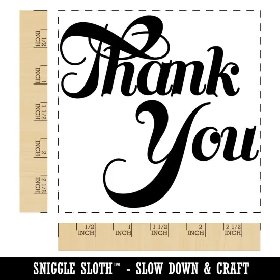 Thank You Elegant Text Square Rubber Stamp for Stamping Crafting {1}