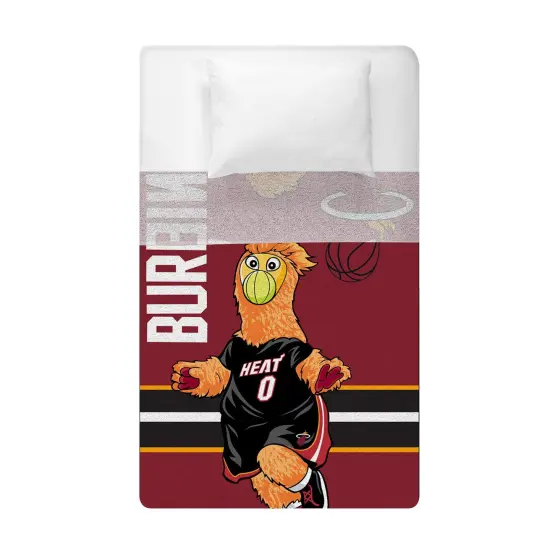Sleep Squad Miami Heat Burnie Mascot 60&rdquo; x 80&rdquo; Raschel Plush Basketball Blanket {5}