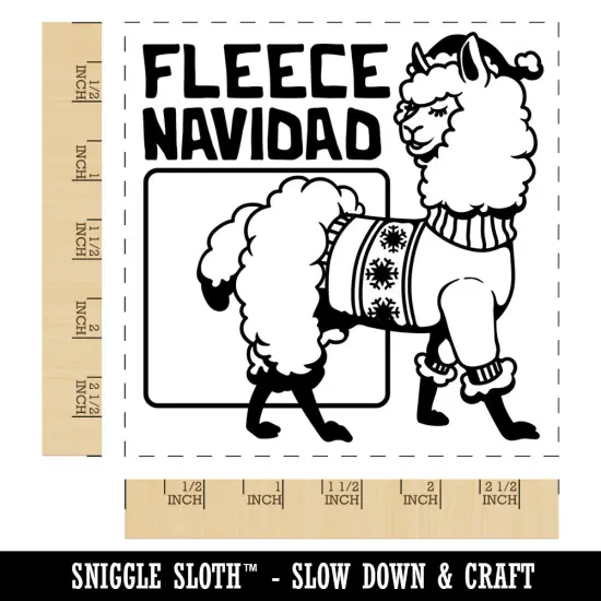 Fleece Navidad Christmas Alpaca Square Rubber Stamp for Stamping Crafting {1}