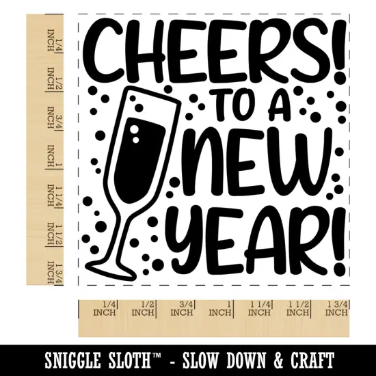 Cheers to a New Year Square Rubber Stamp for Stamping Crafting {1}