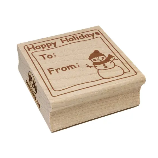 Snowman To From Happy Holidays Christmas Square Rubber Stamp for Stamping Crafting {7}