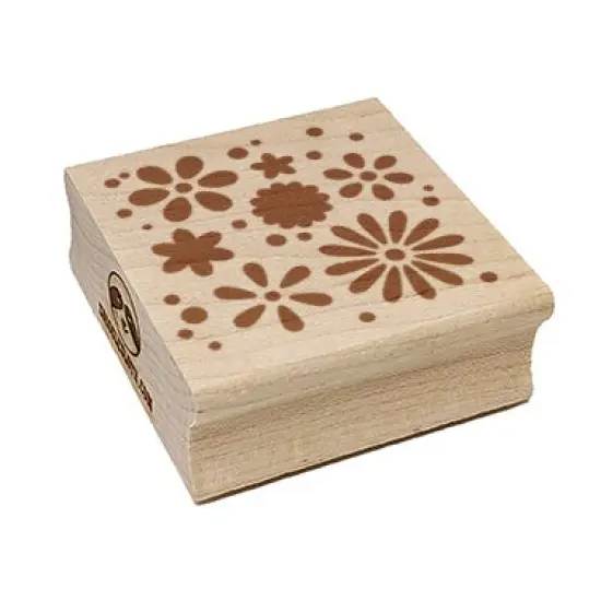 Sweet Geometric Flowers and Dots Seamless Repeating Pattern Square Rubber Stamp for Stamping Crafting {7}