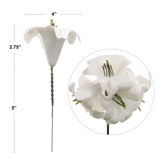 Box of 20: White Easter Lily Picks - Festive Spring Accents for Seasonal Arrangements, Special Occasions, Home & Office Decor, Floral Home by Artificial Flowers {2}