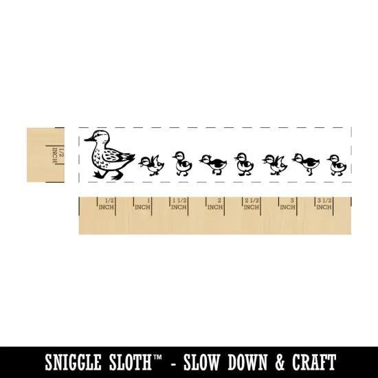 Mother Duck and Her Baby Ducklings Following Rectangle Rubber Stamp for Stamping Crafting {1}
