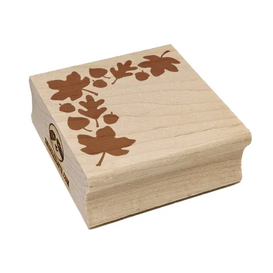 Fall Leaf Corner Acorns Thanksgiving Square Rubber Stamp for Stamping Crafting {7}
