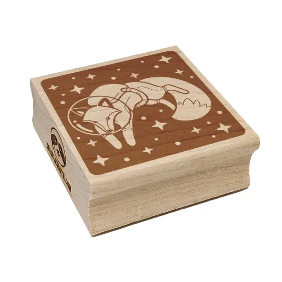 Fox Astronaut Floating in Space Square Rubber Stamp for Stamping Crafting {7}