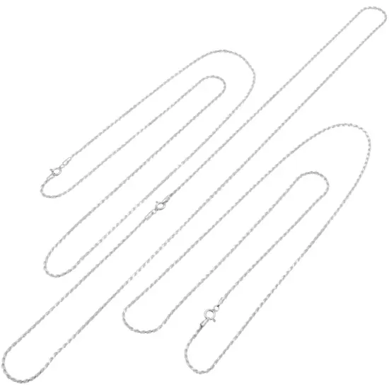 3 Italy Sterling Silver Rope Chains Long Necklace 22" {2}