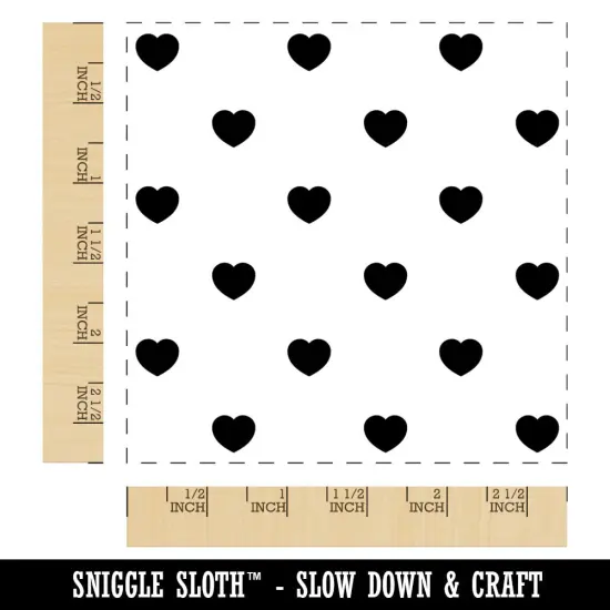 Hearts Polka Dots Square Rubber Stamp for Stamping Crafting {1}