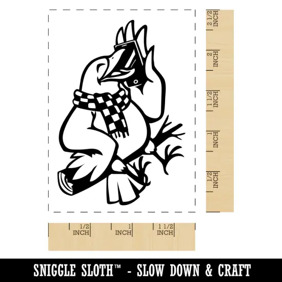 Calling Bird on Phone 12 Days of Christmas Rectangle Rubber Stamp for Stamping Crafting {1}