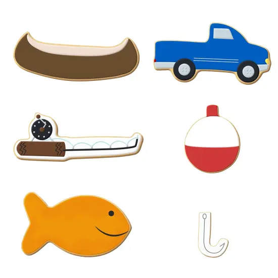 CookieCutter.Com Fishing Cookie Cutter 6 Pc Set &ndash; 6 in Fishing Pole, 3.25 in Fish, 1.75 in Fishing Hook, 4 in Canoe, 3 in Fishing Bobber and 4 in Pickup Truck {3}