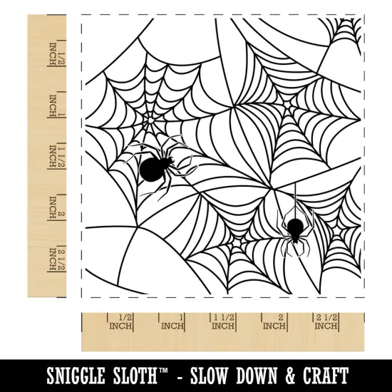 Creepy Spider Web Halloween Square Rubber Stamp for Stamping Crafting {1}