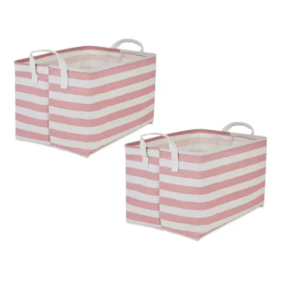 DII PE-Coated Cotton Polyester Laundry Bin Stripe RoseRectangle Extra Large 12.5x17.5x10.5 (Set of 2) {1}