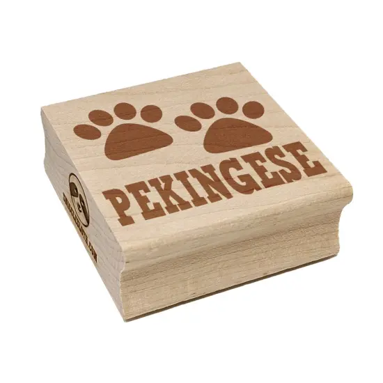 Pekingese Dog Paw Prints Fun Text Square Rubber Stamp for Stamping Crafting {7}