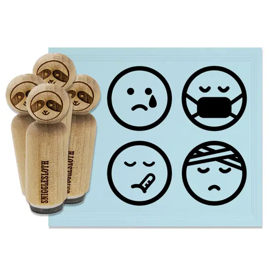 Emoticon Faces Sick Mask Thermometer Bandage Sad Tear Rubber Stamp Set for Stamping Crafting Planners {7}