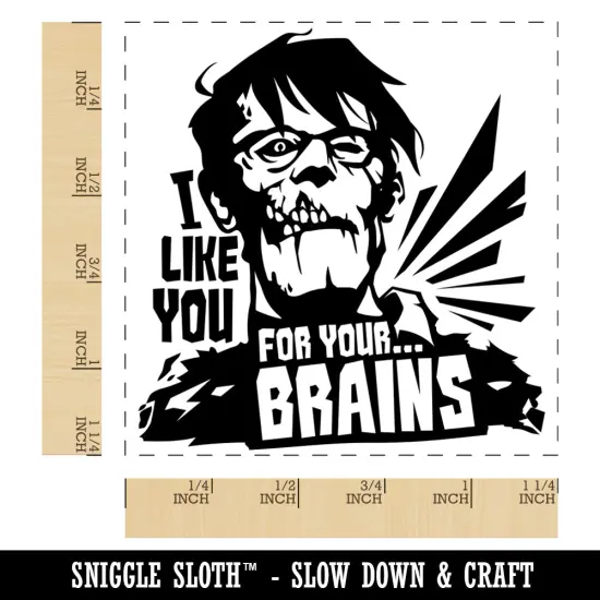 Zombie I Like You For Your Brains Square Rubber Stamp for Stamping Crafting {1}