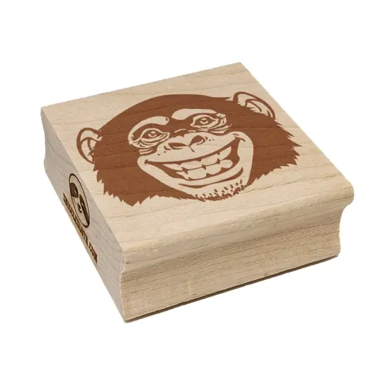 Grinning Chimpanzee Monkey Square Rubber Stamp for Stamping Crafting {7}