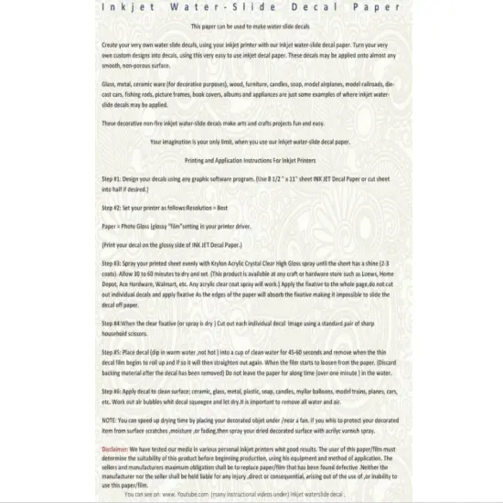 We R Memory Keepers Spin It Water Slide Decal Paper Clear 4 Sh A4 / Pkg - 660588 {4}