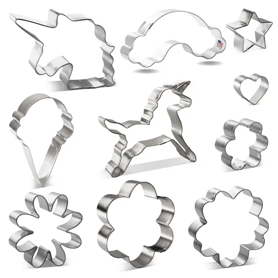 CookieCutter.Com Unicorn Birthday Baby Shower Cookie Cutter 10 Pc Set HS0456 with Recipe Card. USA Made {4}