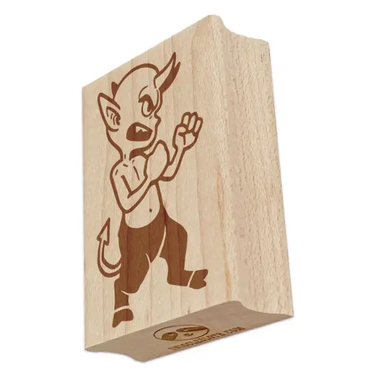 Feisty Little Devil Imp Boy Demon Rectangle Rubber Stamp for Stamping Crafting {7}