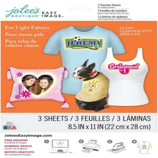Jolee's Easy Image Transfer 8.5"x11" 3 Sh/Pkg Glow In The Dark For Light 56-47015 Made in USA {5}