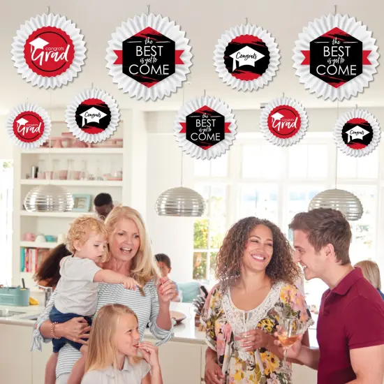 Big Dot of Happiness Red Grad - Best is Yet to Come - HangingRed Graduation Party Tissue Decoration Kit - Paper Fans - Set of 9 {4}