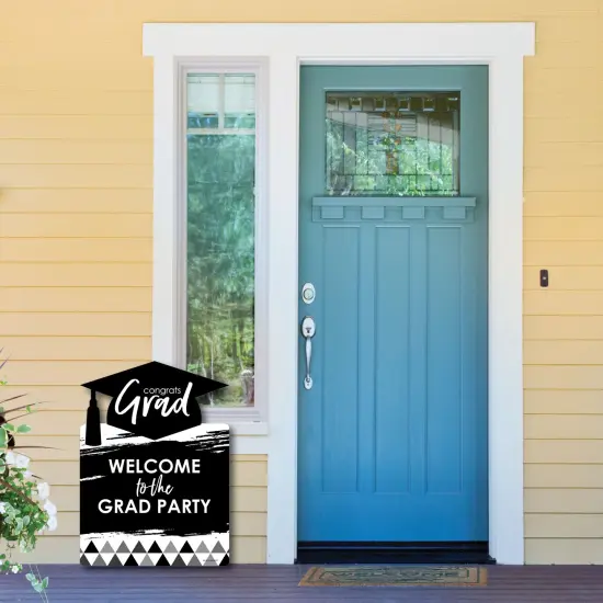 Big Dot of Happiness Black and White Graduation Party Decorations - Grad Party Welcome Yard Sign {6}