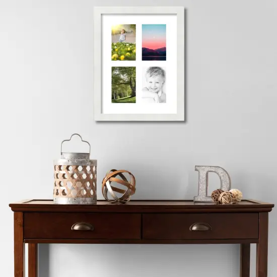 ArtToFrames Collage Photo Picture Frame with 4 - 4x6 inch Openings, Framed in White with Over 62 Mat Color Options and Regular Glass (CSM-3966-2) {2}