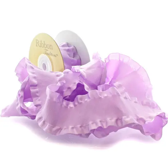 1.5" Satin Double Ruffle Edge Ribbon Hot Pink {3}