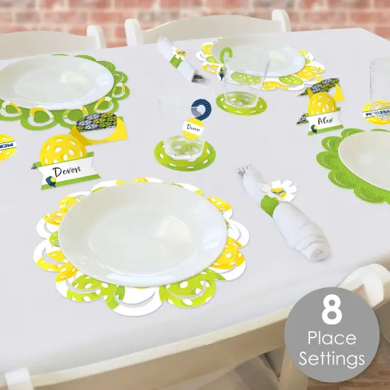 Big Dot of Happiness Let's Rally Pickleball Birthday or Retirement Party Paper Charger and Table Decorations Chargerific Kit Place Setting for 8 {3}