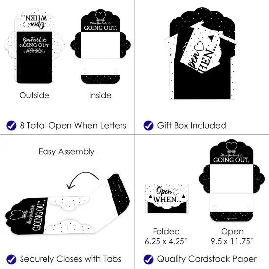 Big Dot of Happiness Black and White Wedding - Date Night Cards for Couples Gift Box Kit - Open When Letters - Set of 8 {7}