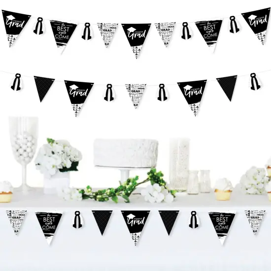 Big Dot of Happiness 30 Piece Black and White Graduation Party Pennant Triangle Banner {3}