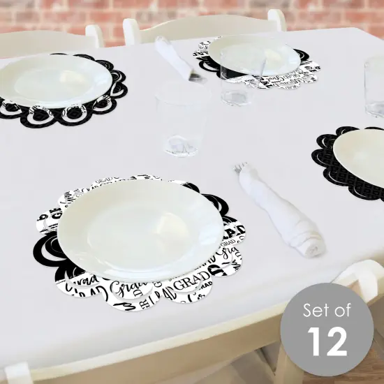 Big Dot of Happiness Black and White Grad Best is Yet to Come Graduation Party Round Table Decorations Paper Chargers Place Setting For 12 {3}